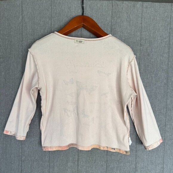 Y2K Cactus 100% Cotton Peach Pink Butterfly Gold Crystal Embelilshed Top Size M - Picture 10 of 11
